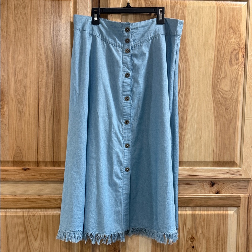 Ooberswank Button-Down A-Line Skirt With Fringe Detail Cowgirl Western Size L
